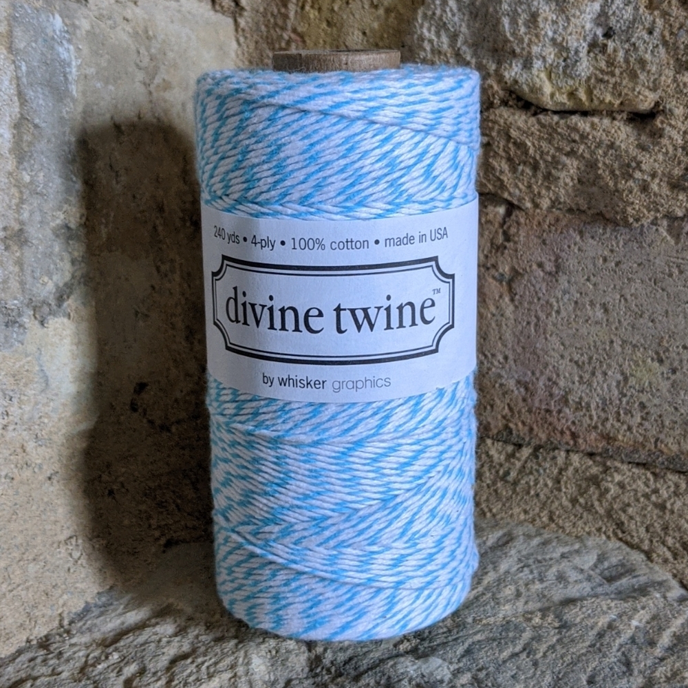 DIVINE TWINE I Aqua Blue and White Bakers Twine